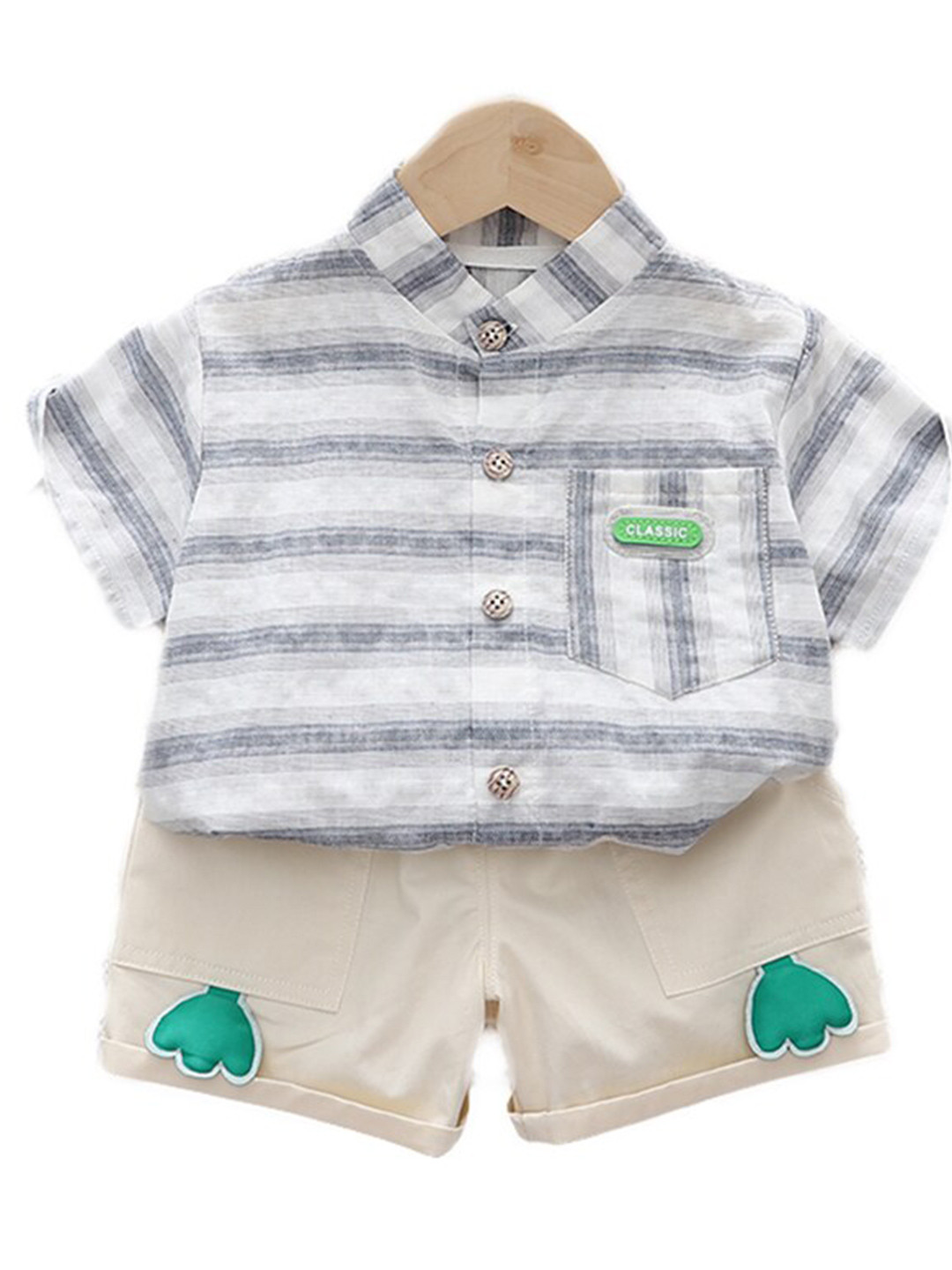 StyleCast Kids Striped Pure Cotton Shirt with Shorts
