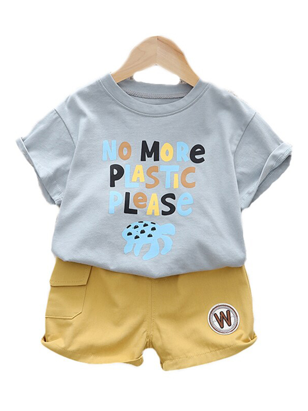 StyleCast Kids Grey Typography Printed T-shirt with Shorts