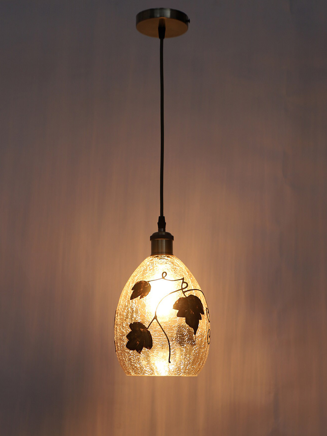 MFD HOME FURNISHING Tan Brown Printed Hanging Ceiling Lamp