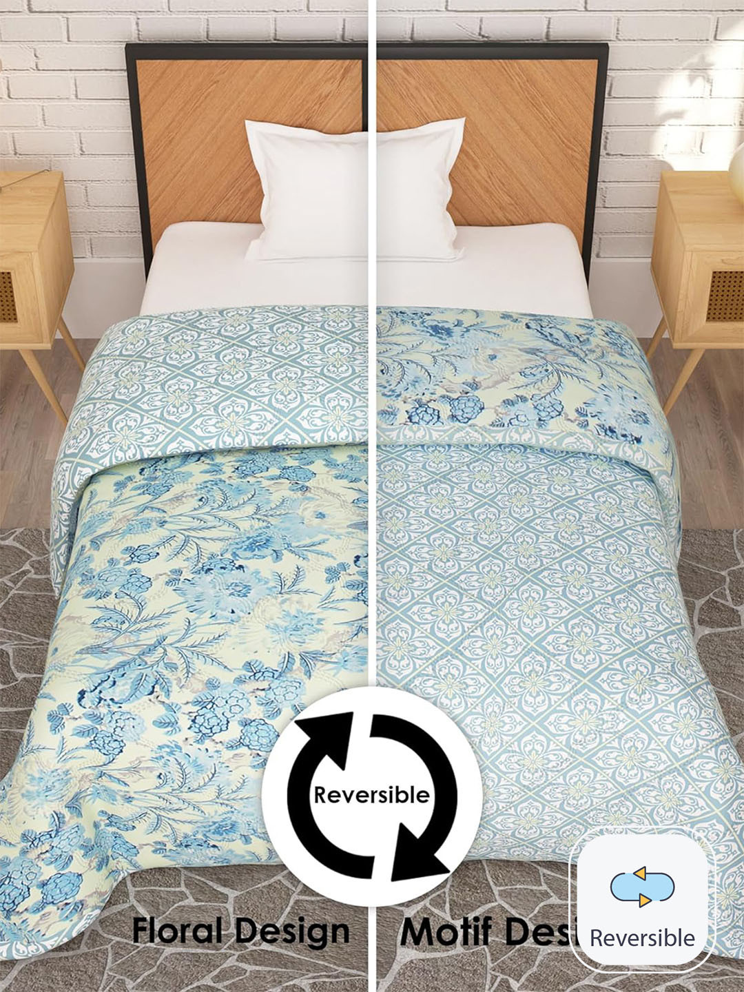 ROMEE Floral Printed Ac Room 150 GSM Reversible Double Bed Ac Dohar