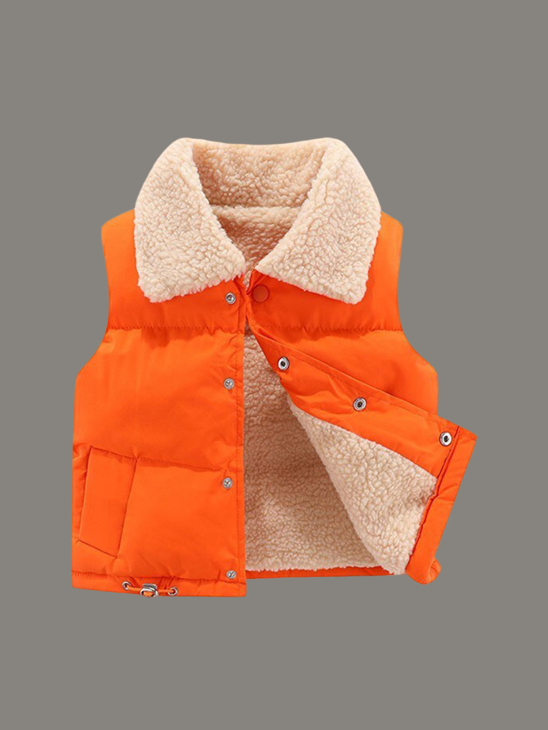 StyleCast Kids Orange & Cream Shirt Collar Slim Fit Waistcoat