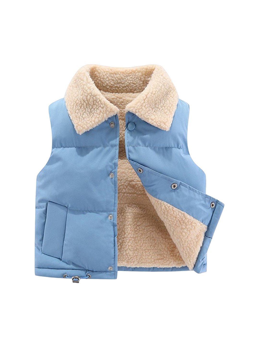 StyleCast Kids Blue & Beige Shirt Collar Slim Fit Waistcoat