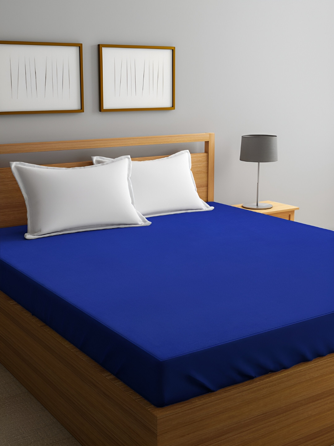 GADDA CO Royal Blue Double Bed Soft & Waterproof Mattress Protector
