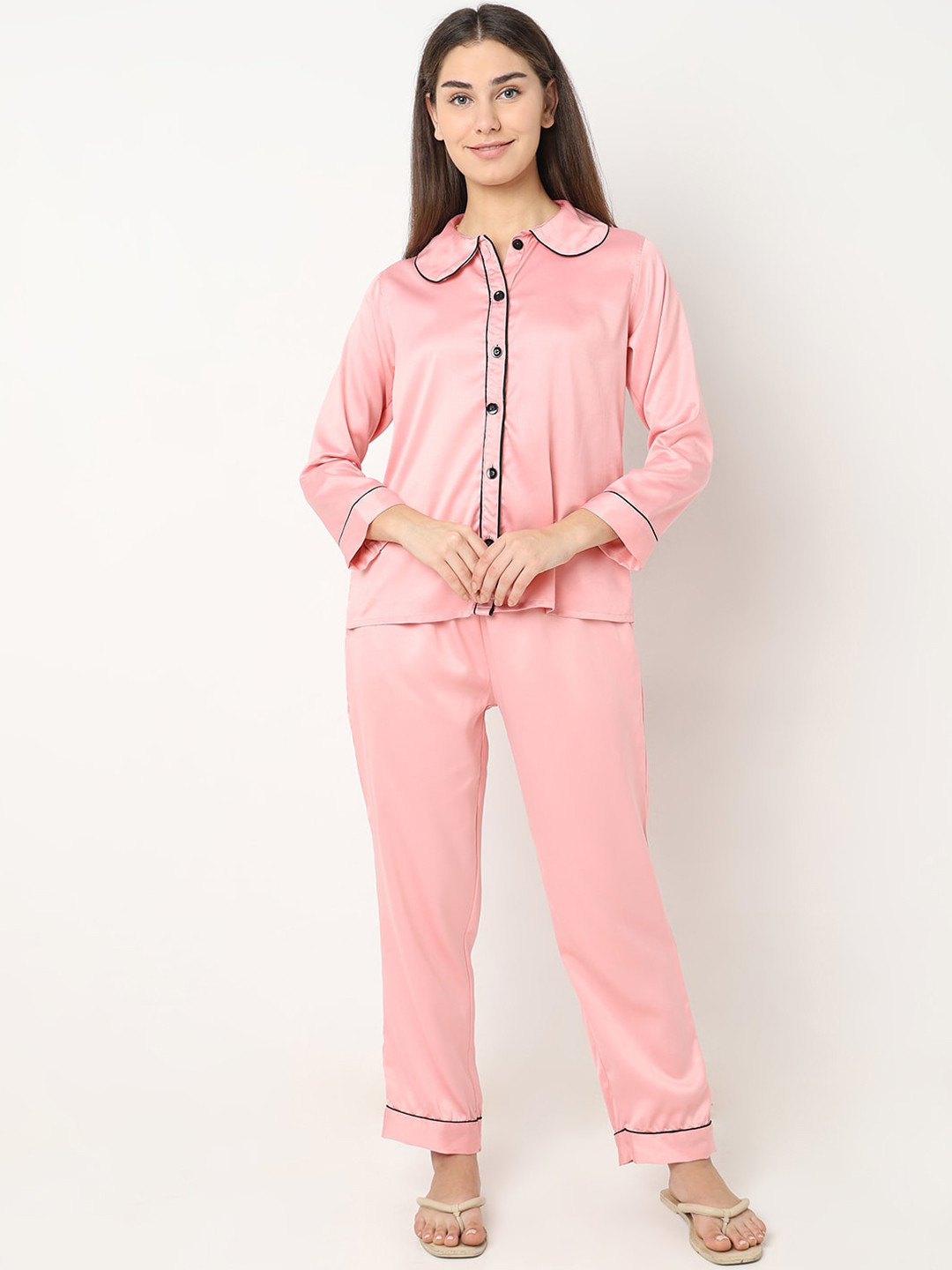 Smarty Pants Peter Pan Collar Satin Night suit