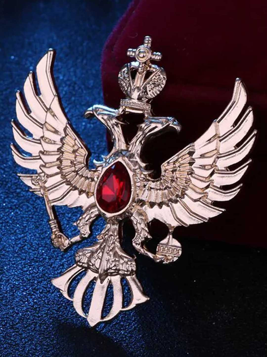 Mahi Men Dual Head Eagle Shaped Brooch Pin