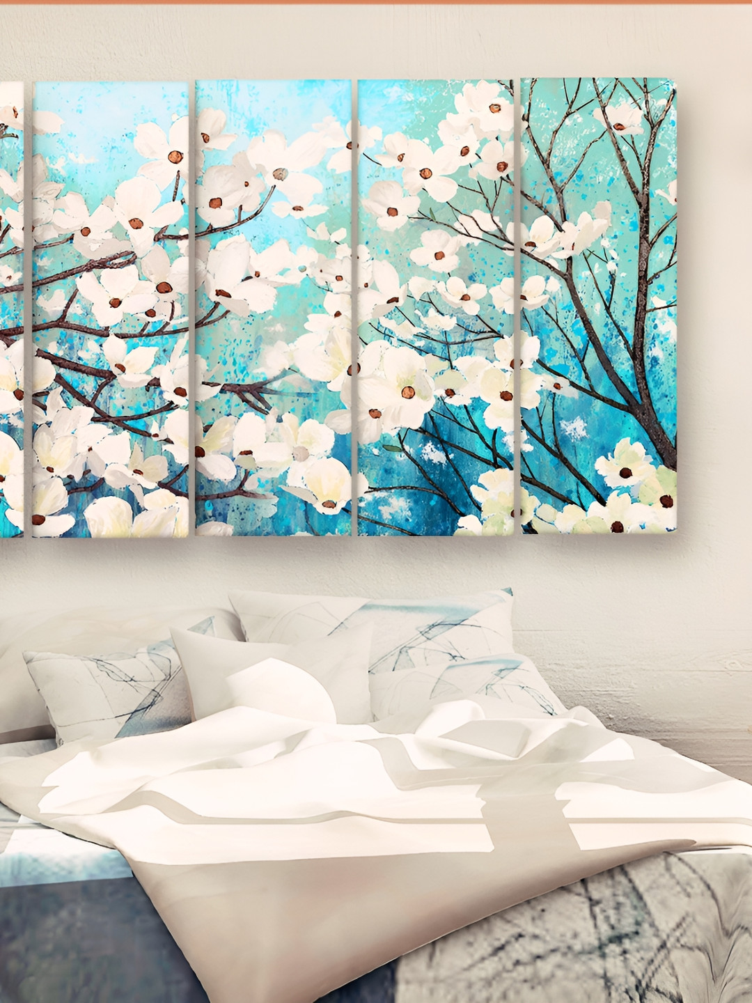 Casperme Modern Art Wood 5 Pcs Wall Rectangle Paintings Wall Art - 50 x 30In
