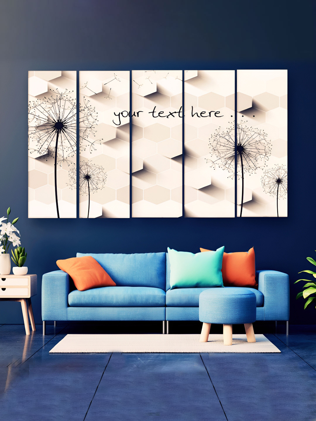 Casperme 5 Pieces Cream Colored Floral Painting Wooden Wall Art