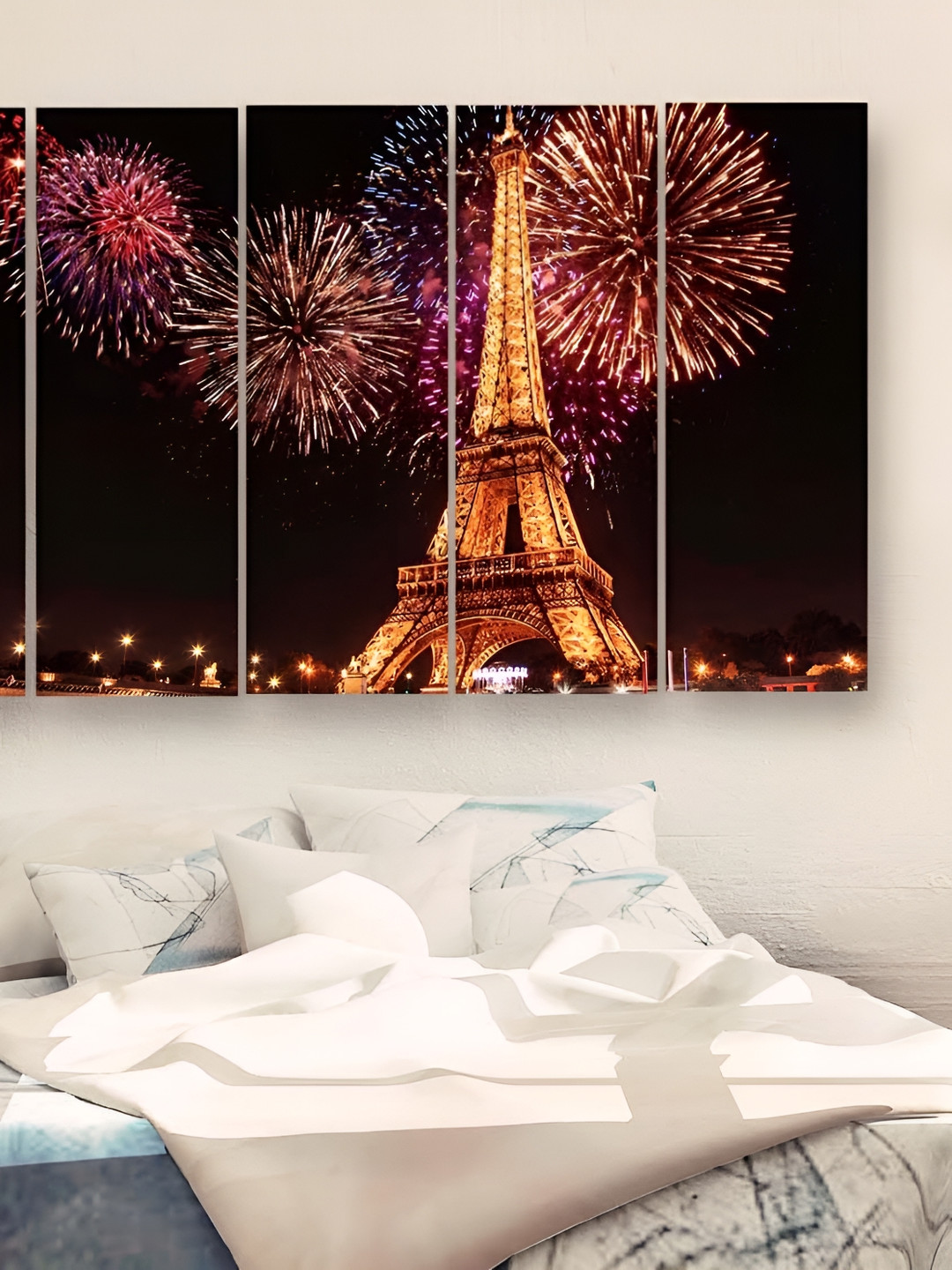 Casperme 5 Pieces Black Eiffel Tower Wooden Wall Art