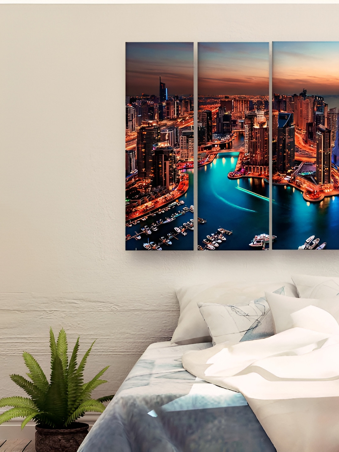 Casperme 5 Pieces Blue Sky Scrapers Wooden Wall Art