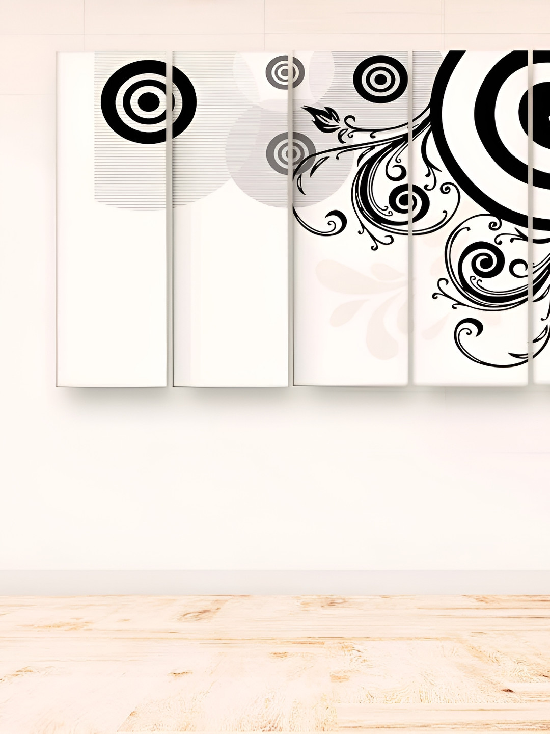 Casperme 5 Pieces White & Black Wooden Wall Art