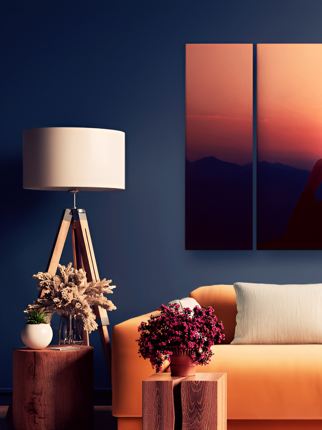 Casperme Orange & Black 5 Pieces Jesus Wooden Framed Painting Wall Art