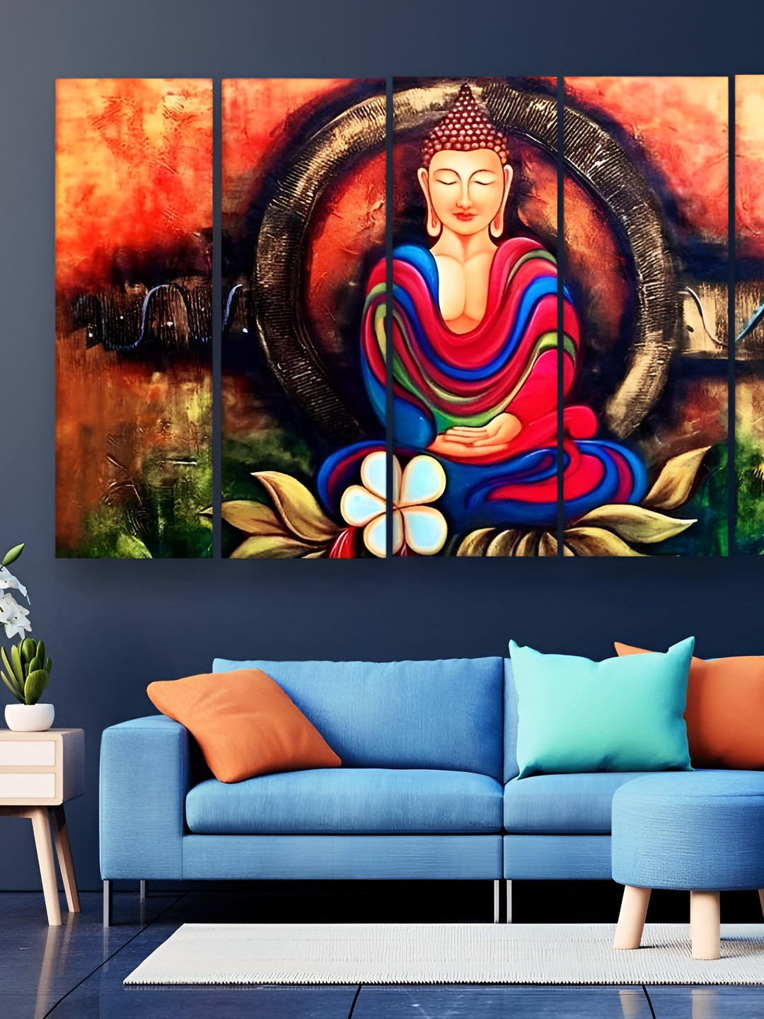 Casperme Buddha Big Wood Wall Rectangle Paintings Wall Art -50 x 30 In