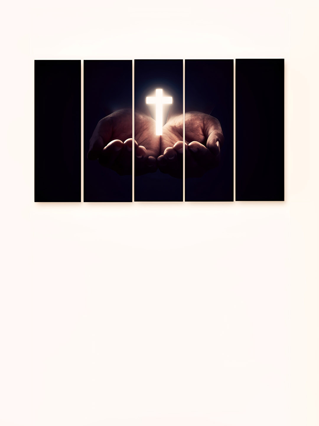 Casperme Black & White 5 Pieces Wooden Jesus Sparkle Touch Painting Wall Art