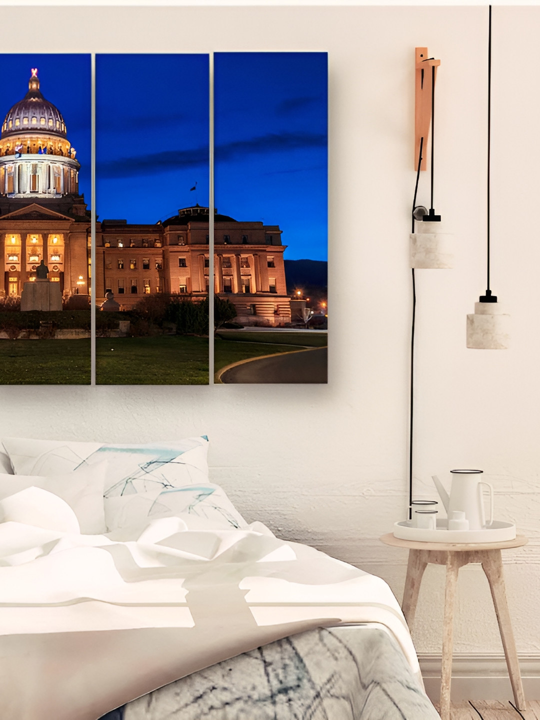 Casperme Skyline Big Wall Wood 5 Piece Wall Rectangle Paintings Wall Art - 50 x 30In