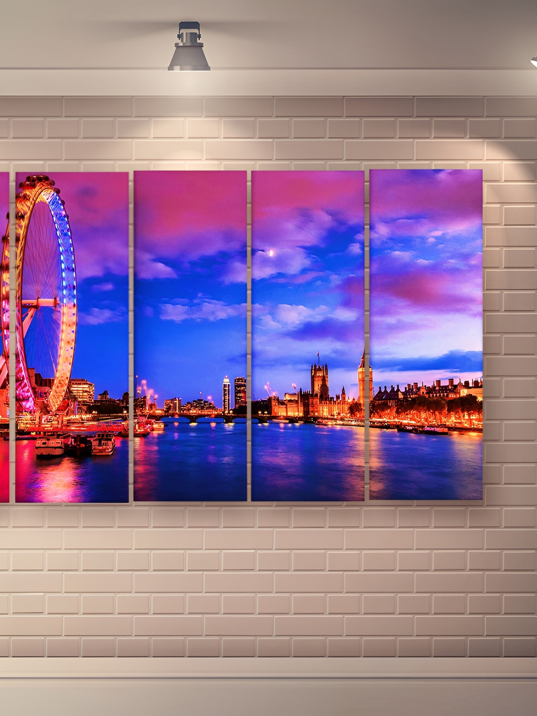 Casperme Skyline Big Wood 5 Piece Wall Rectangle Paintings Wall Art - 50 x 30 in