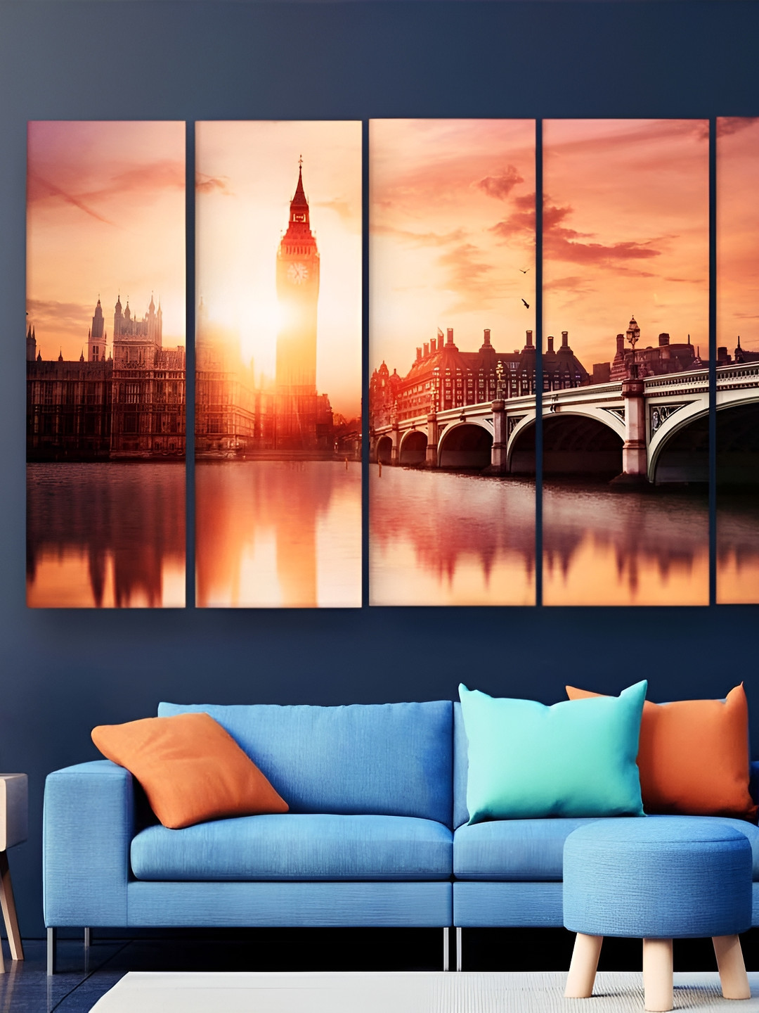 Casperme Skyline Big Wood Wall Rectangle Paintings Wall Art -50 x 30 In