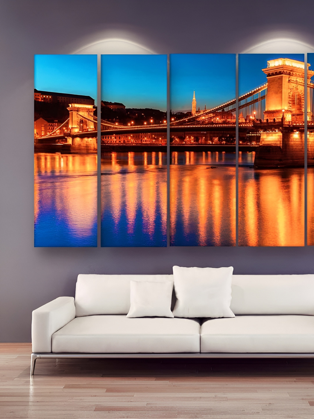 Casperme 5 Piece Yellow & Blue Abstract Modern Art Wooden Wall Painting