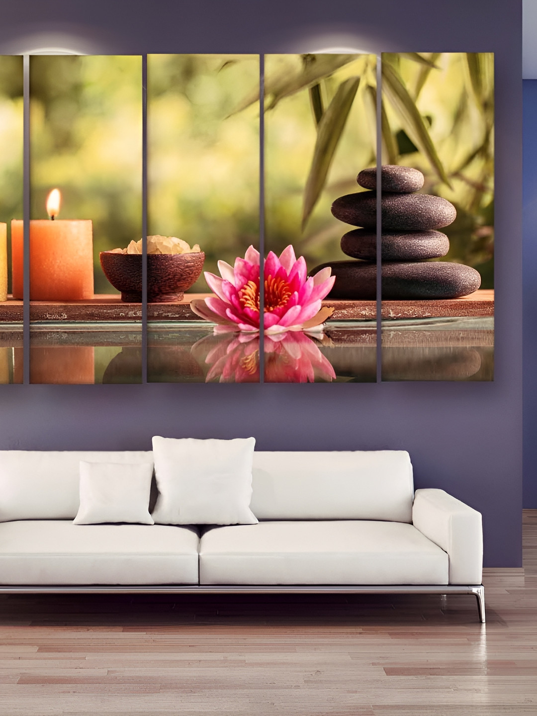 Casperme Wood 5 Piece Wall Rectangle Paintings Wall Art - 30 x 50 In