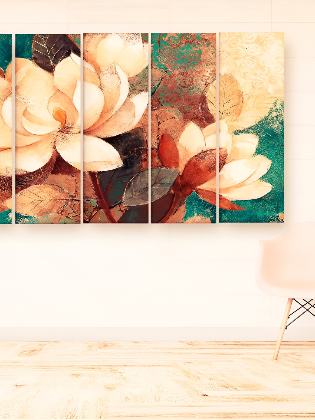 Casperme Wood 5 Piece Wall Rectangle Paintings Wall Art -50 x 30 In