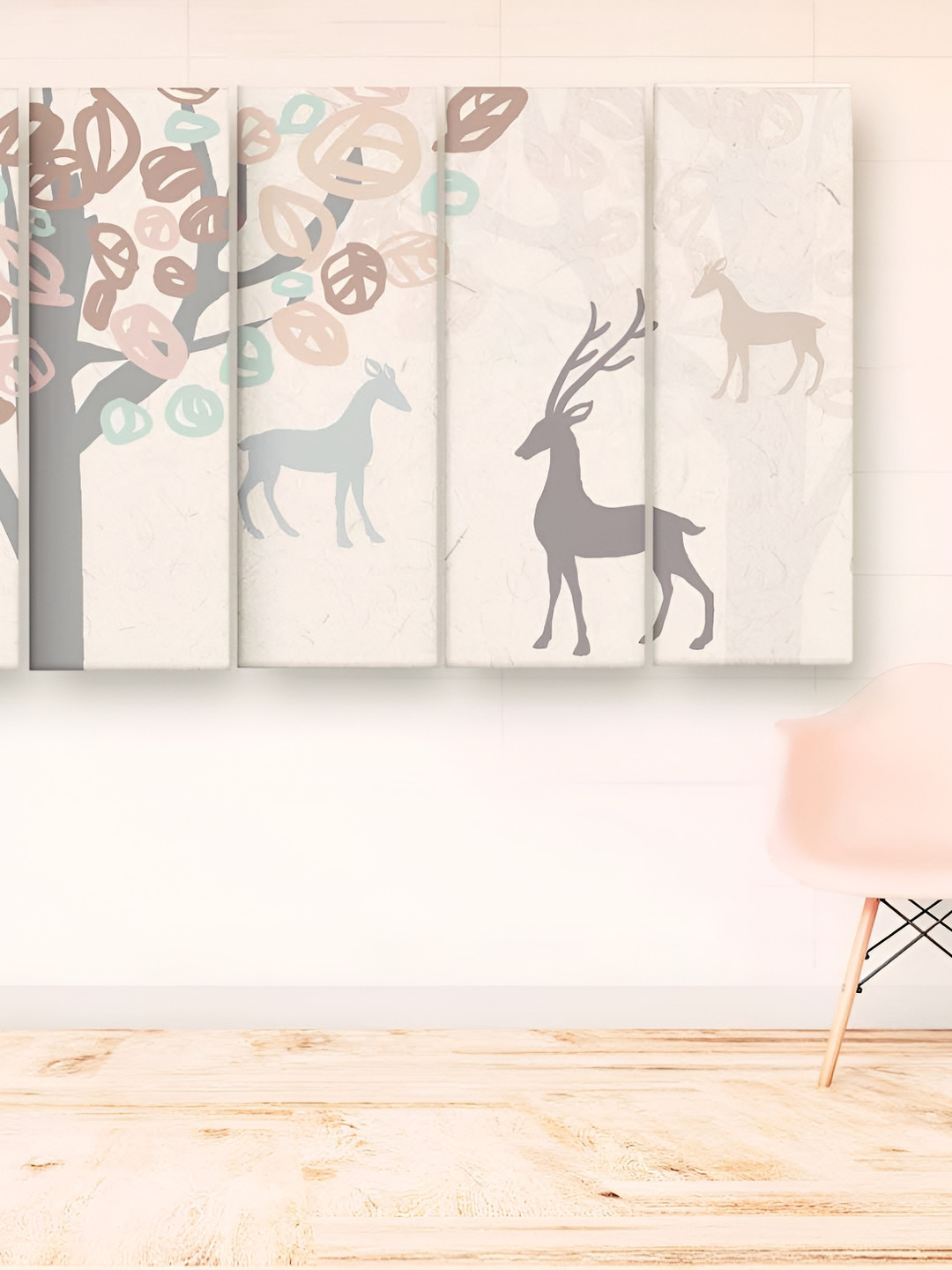 Casperme Wood 5 Piece Wall Rectangle Paintings Wall Art -50 x 30 In