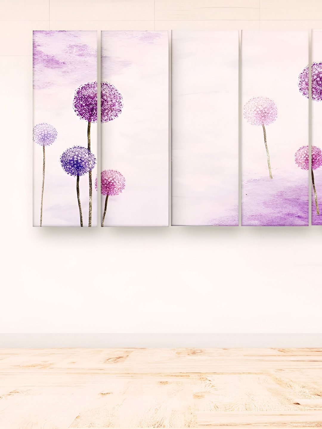 Casperme 5 Pieces Purple & Cream Modern Art Big Wall Painting