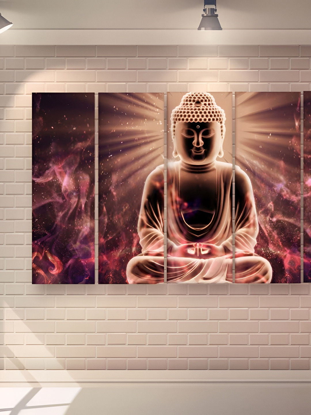 Casperme 5 Pieces Brown & Cream Buddha Big Wall Painting