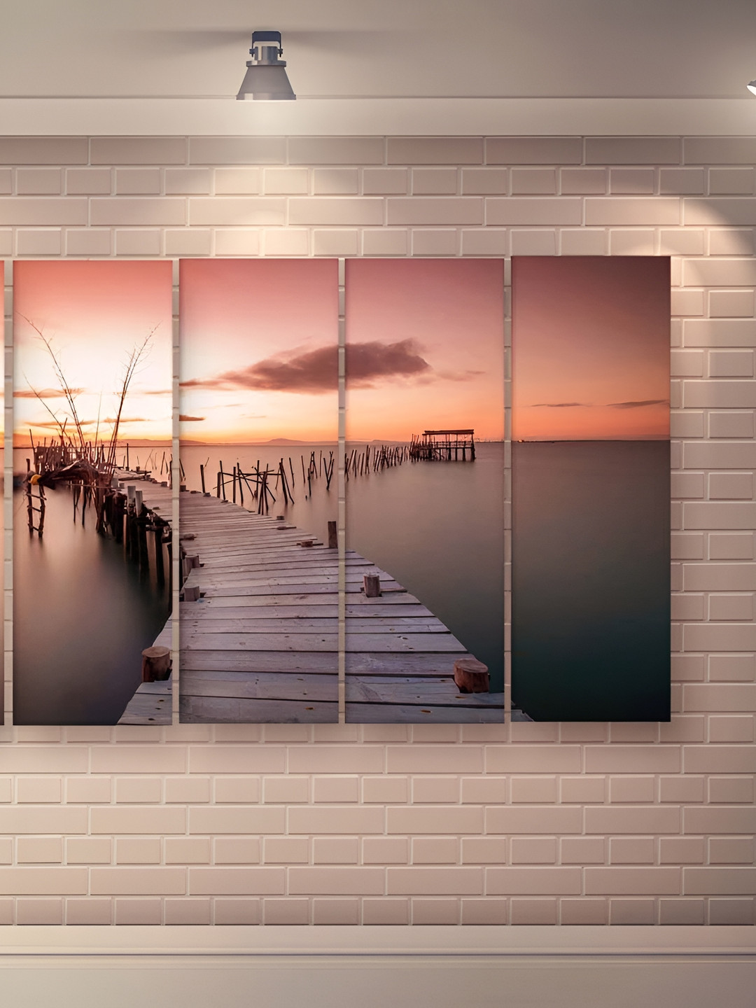 Casperme Skyline Big Wood 5 Piece Wall Rectangle Paintings Wall Art - 50 x 30In