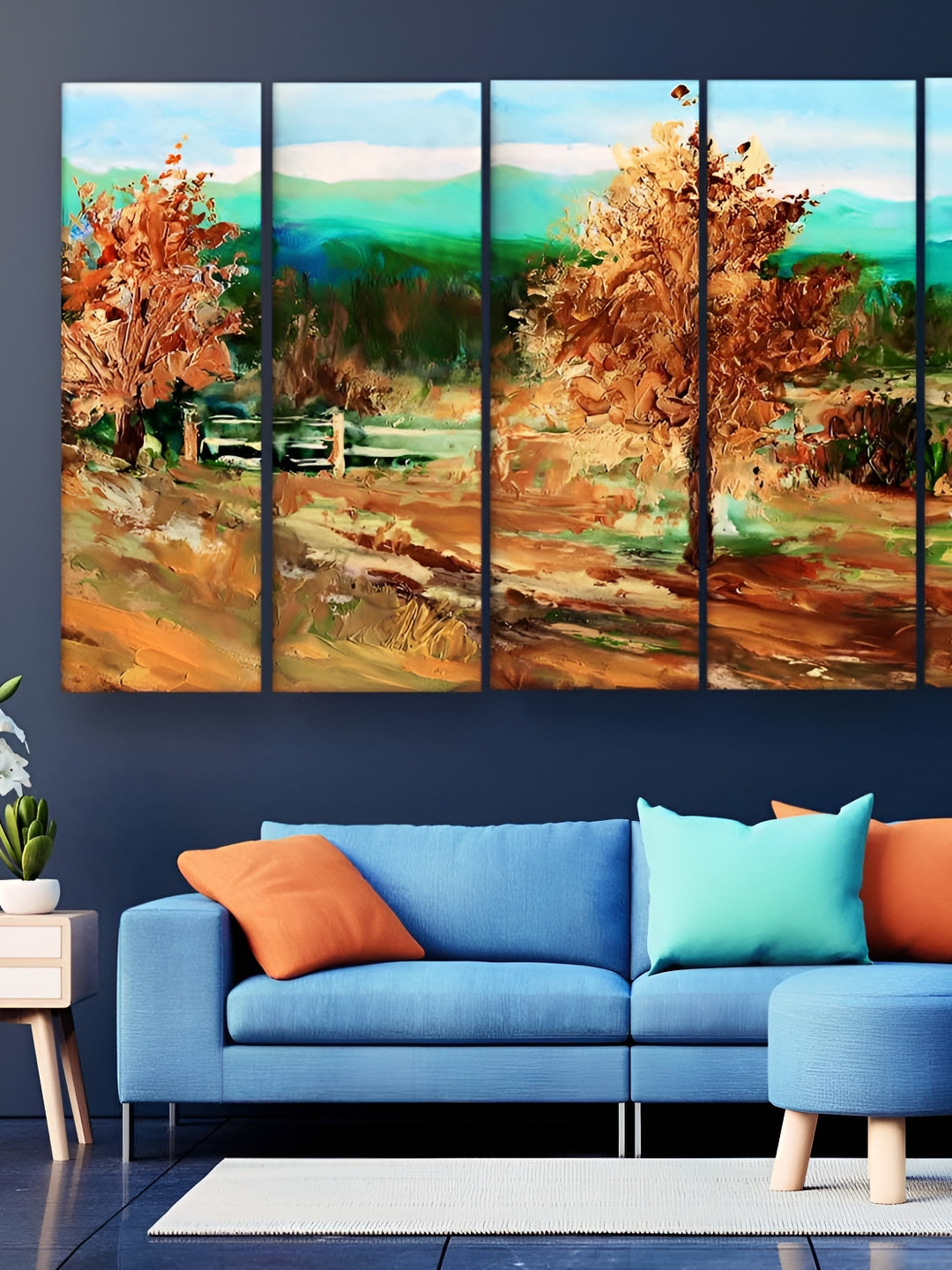 Casperme Modern Art Wood 5 Piece Wall Rectangle Paintings Wall Art -50 x 30In