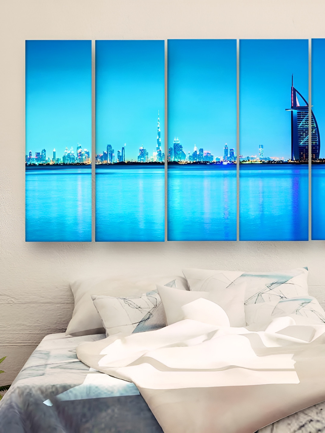 Casperme Skyline Wood 5 Pcs Wall Rectangle Paintings Wall Art - 50 x 30In