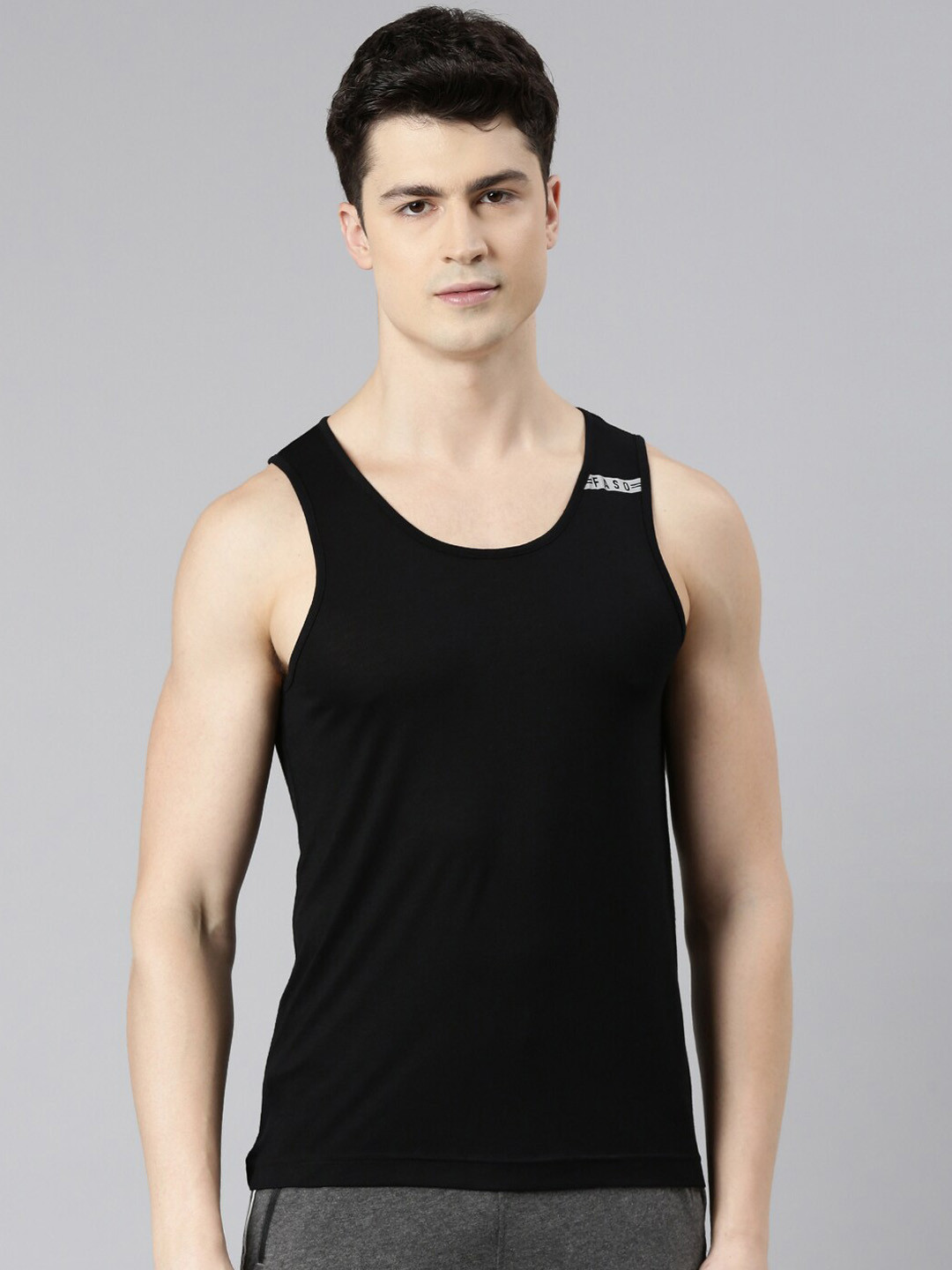 FASO Round Neck Innerwear Vests CA2001-SQ-BLACK