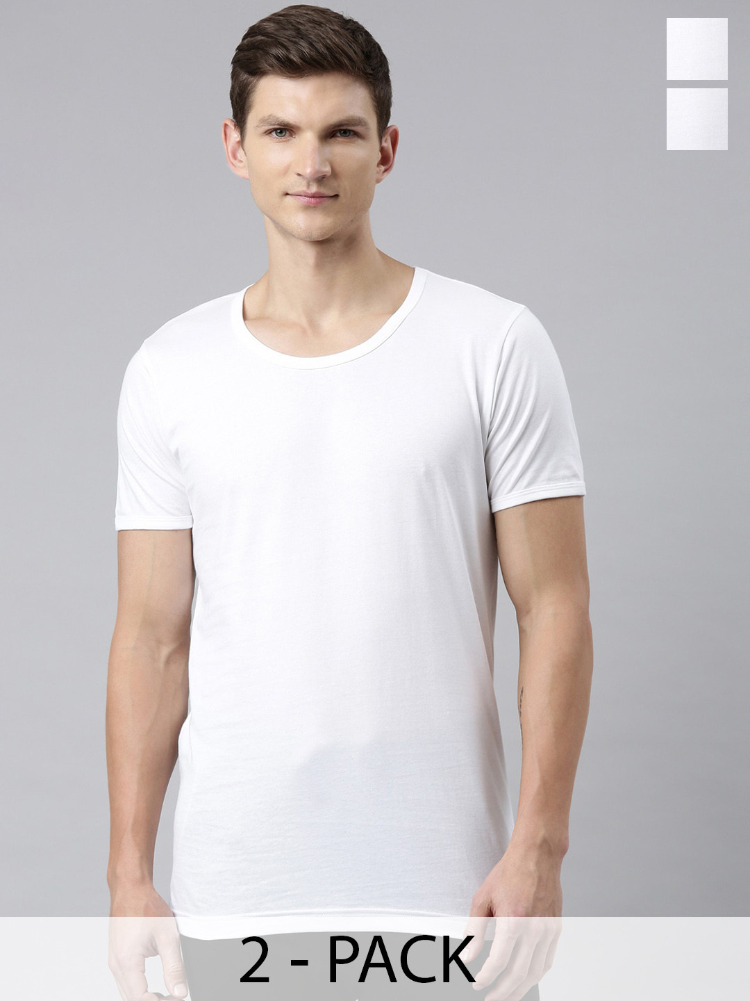 FASO Pack of 2 Pure Cotton Innerwear Vests K106-SQ-PO2-WHITE