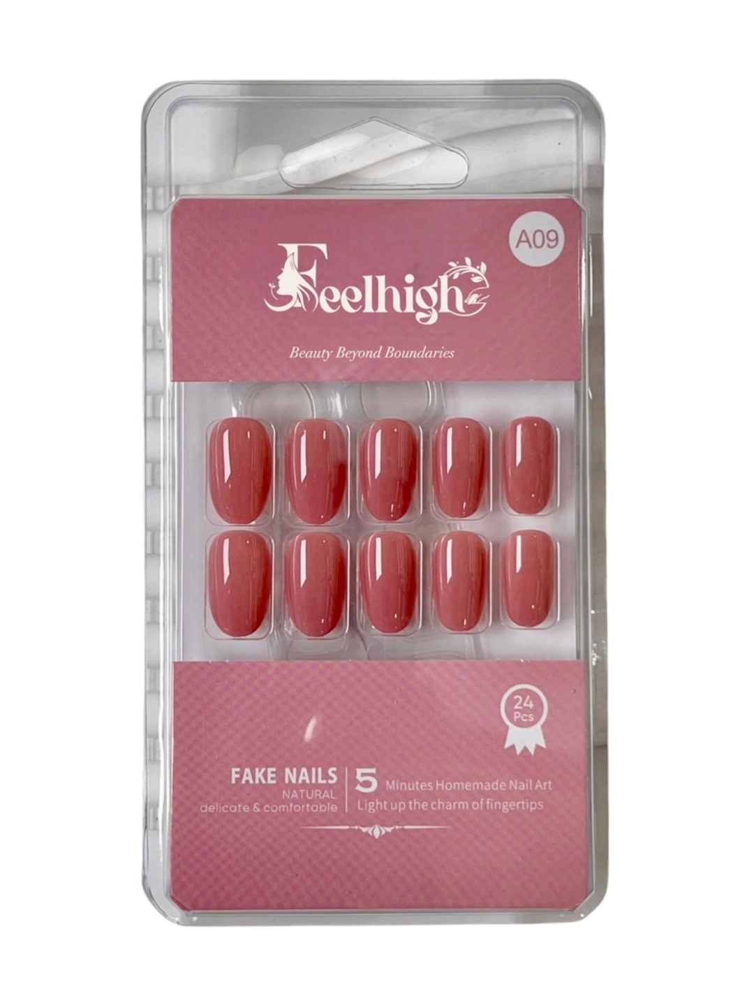 FEELHIGH 24-Pcs Long Lasting Reusable Artificial Fake Nail Set - A09