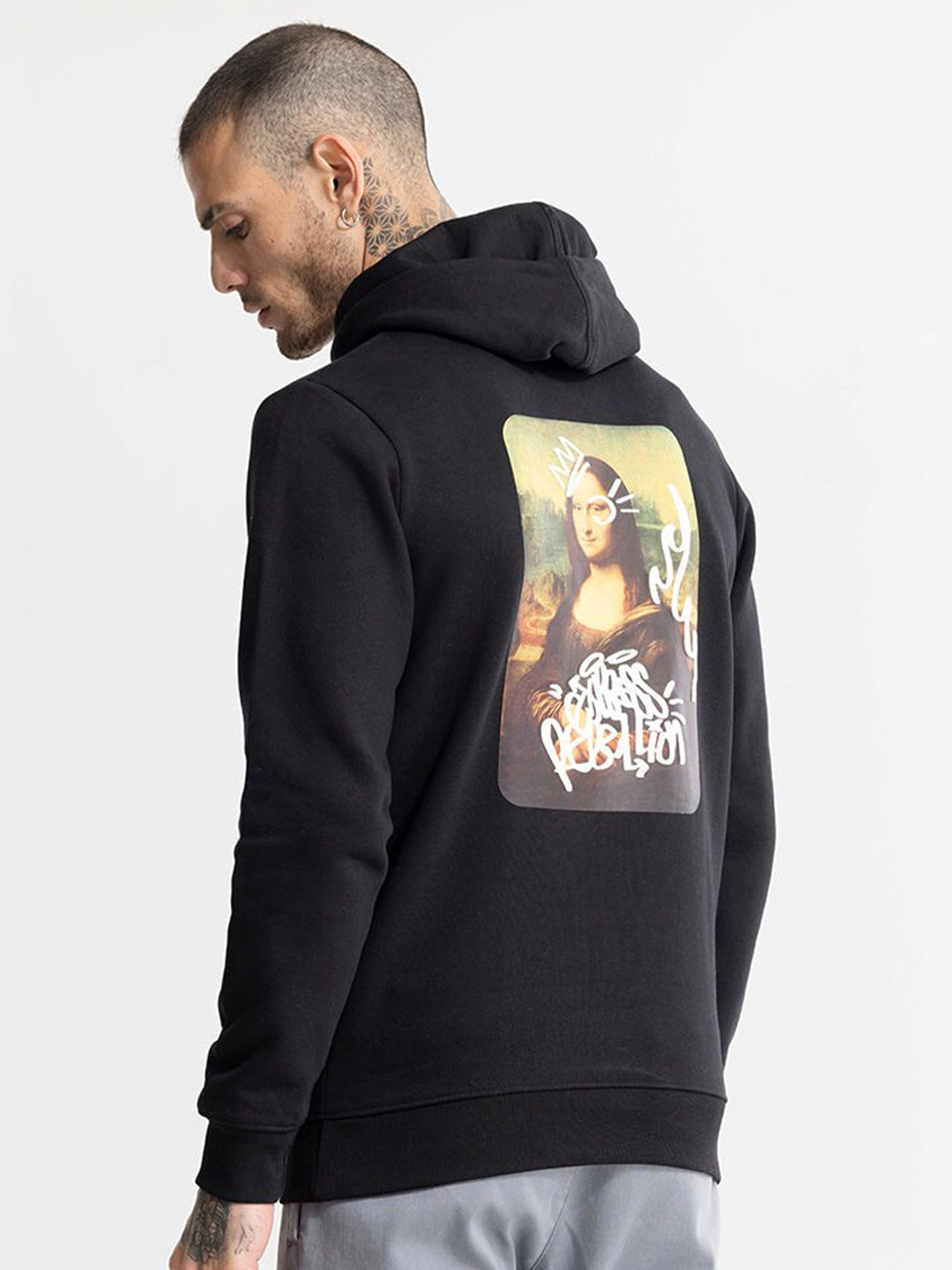 Snitch Black Graphic Printed Hooded Pullover