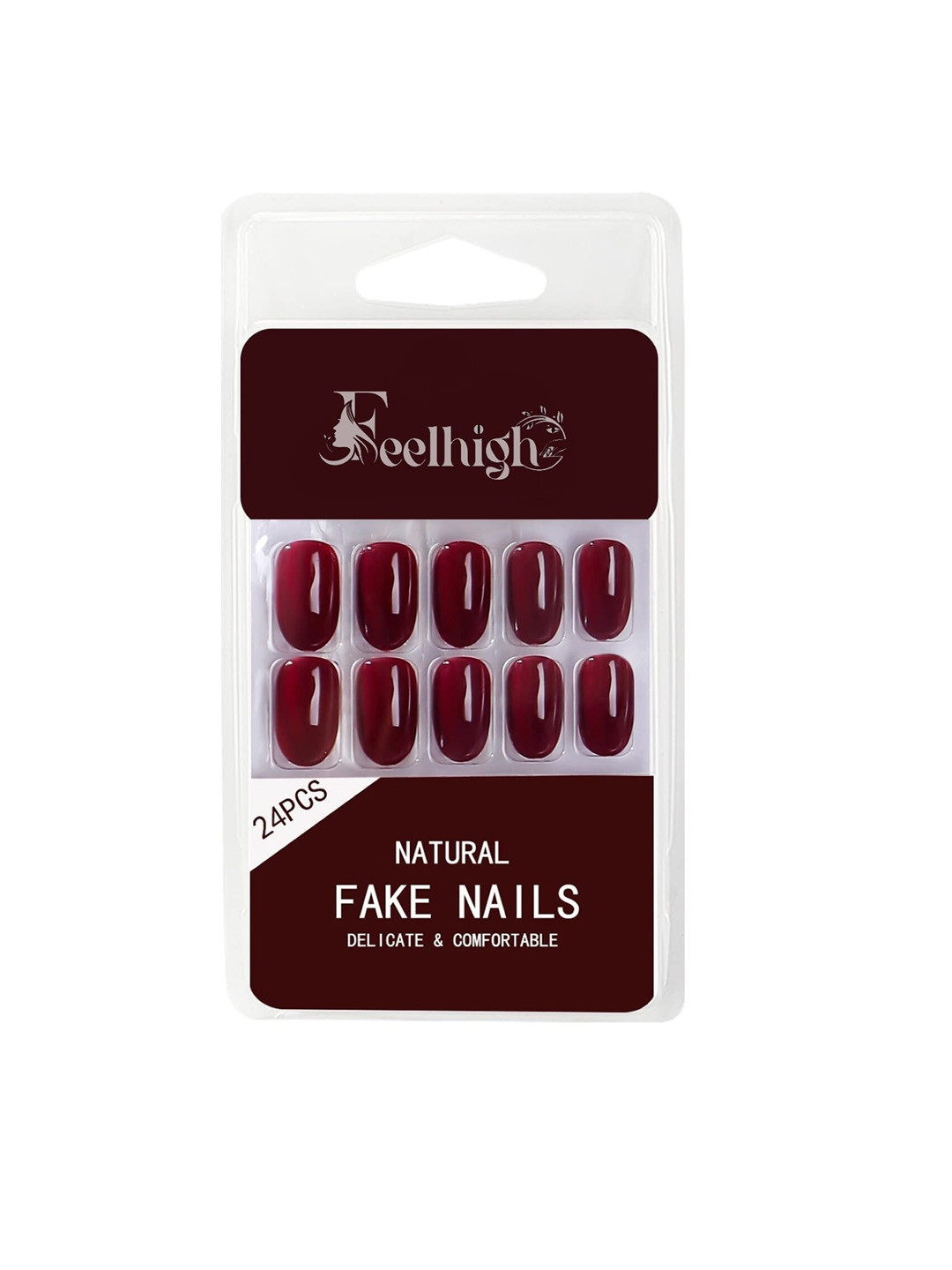 FEELHIGH 24-Pcs Waterproof Natural Fake Nails - 11