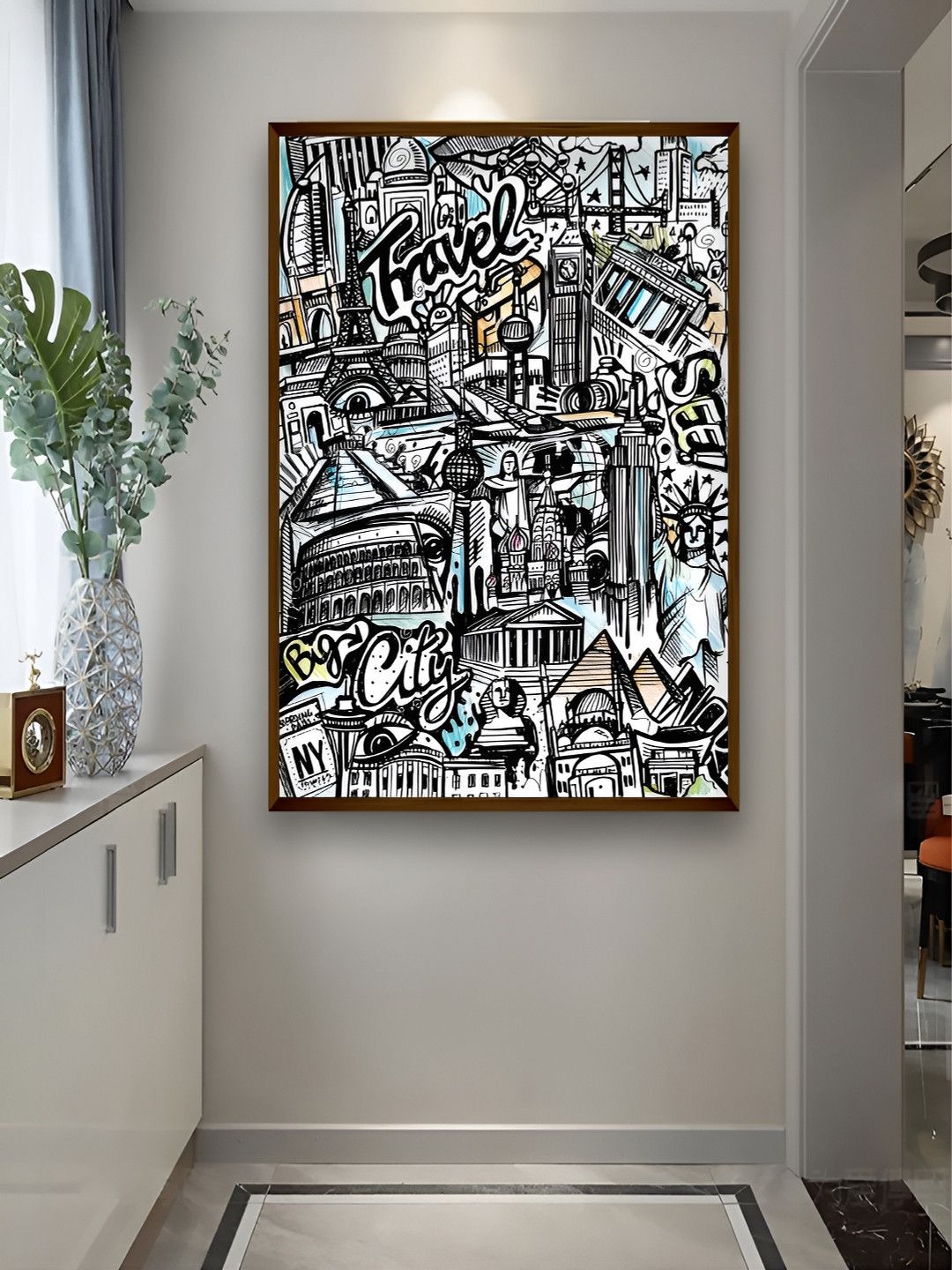 Artsense Black & White Pop Art Canvas Painting Wall Art