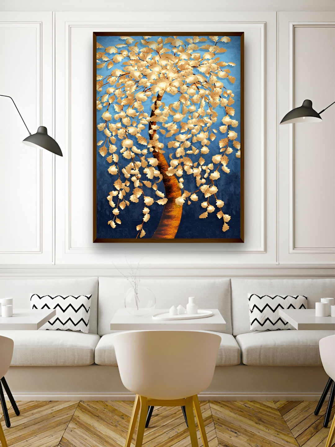 Artsense Golden Tree Canvas Wall Rectangle Paintings Wall Art - 30 X 20In