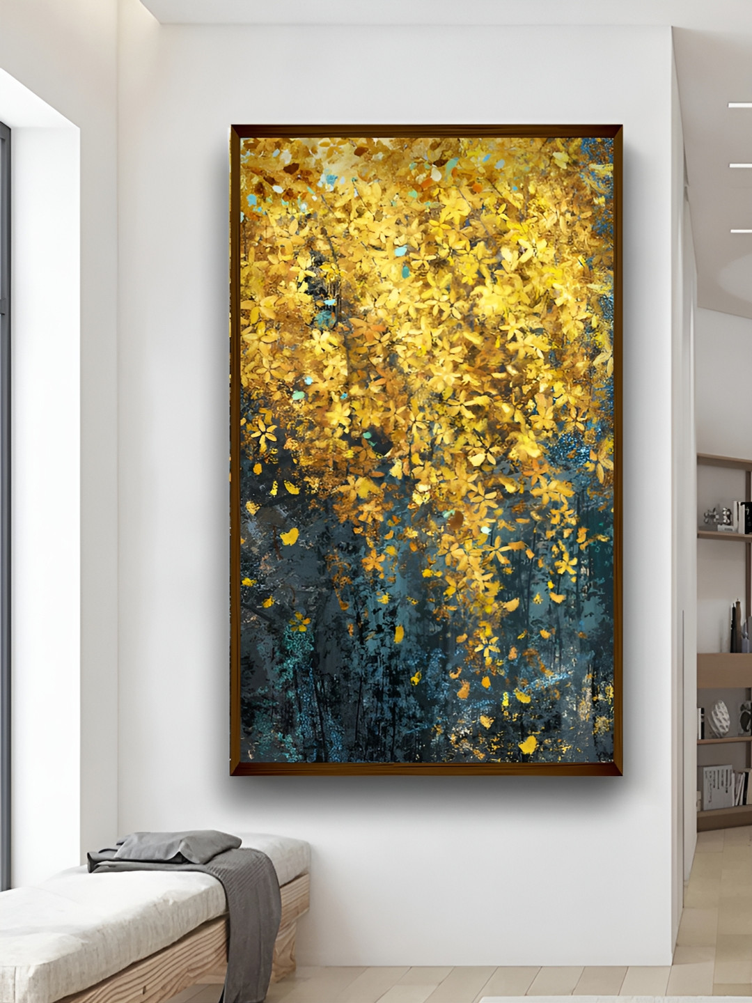 Artsense Golden Leaves Canvas Wall Rectangle Paintings Wall Art - 30x20In