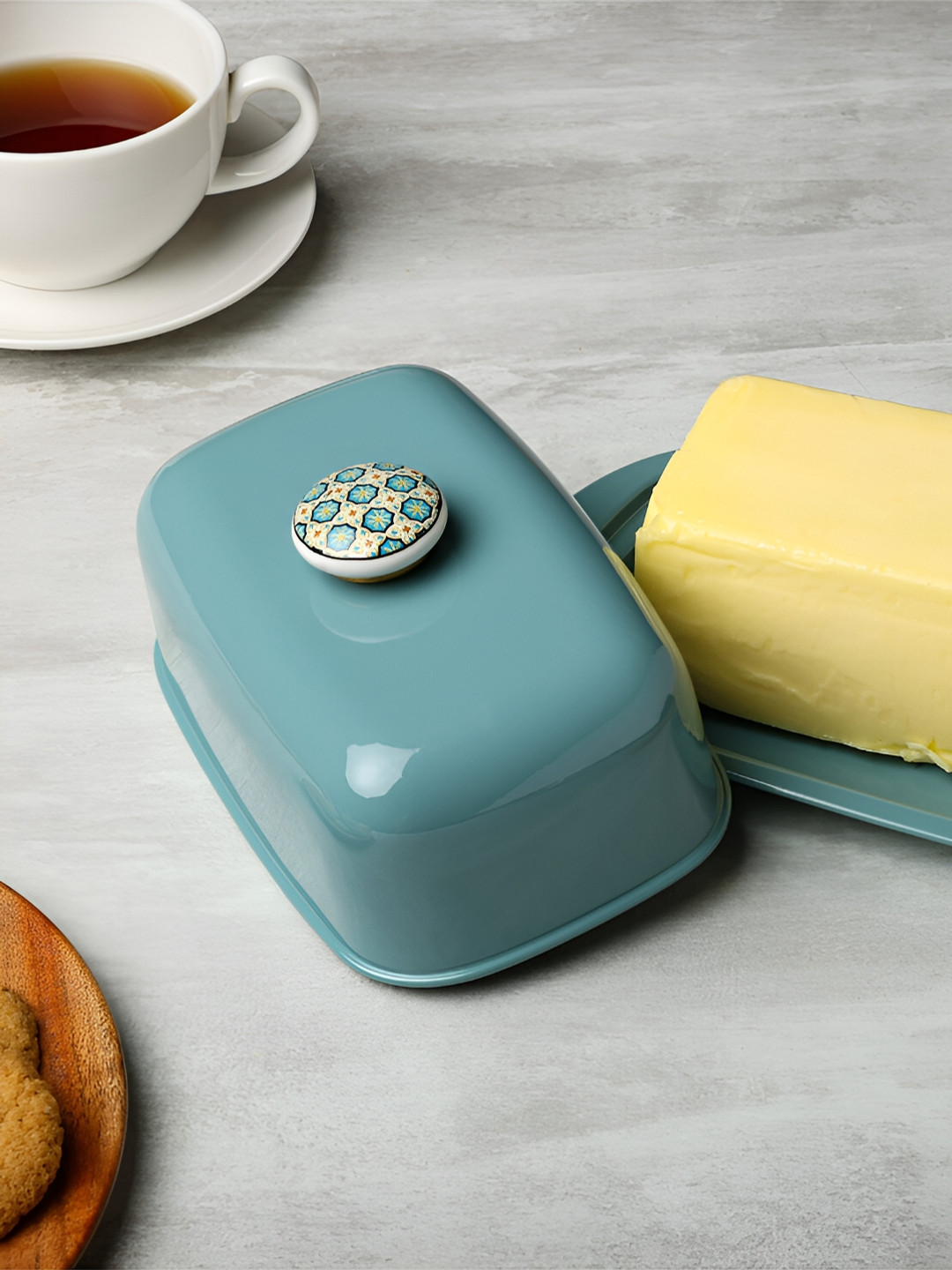 dudki Green Stainless Steel Food Container with Ceramic Knob