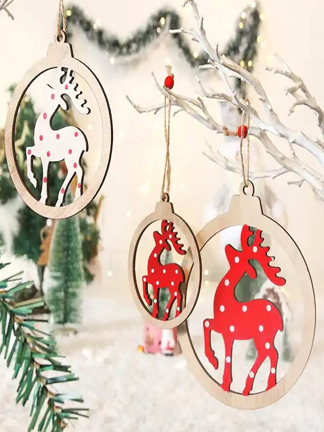 Ascension Red & White 3 Pieces Christmas Tree Hanging Ornaments Decoration