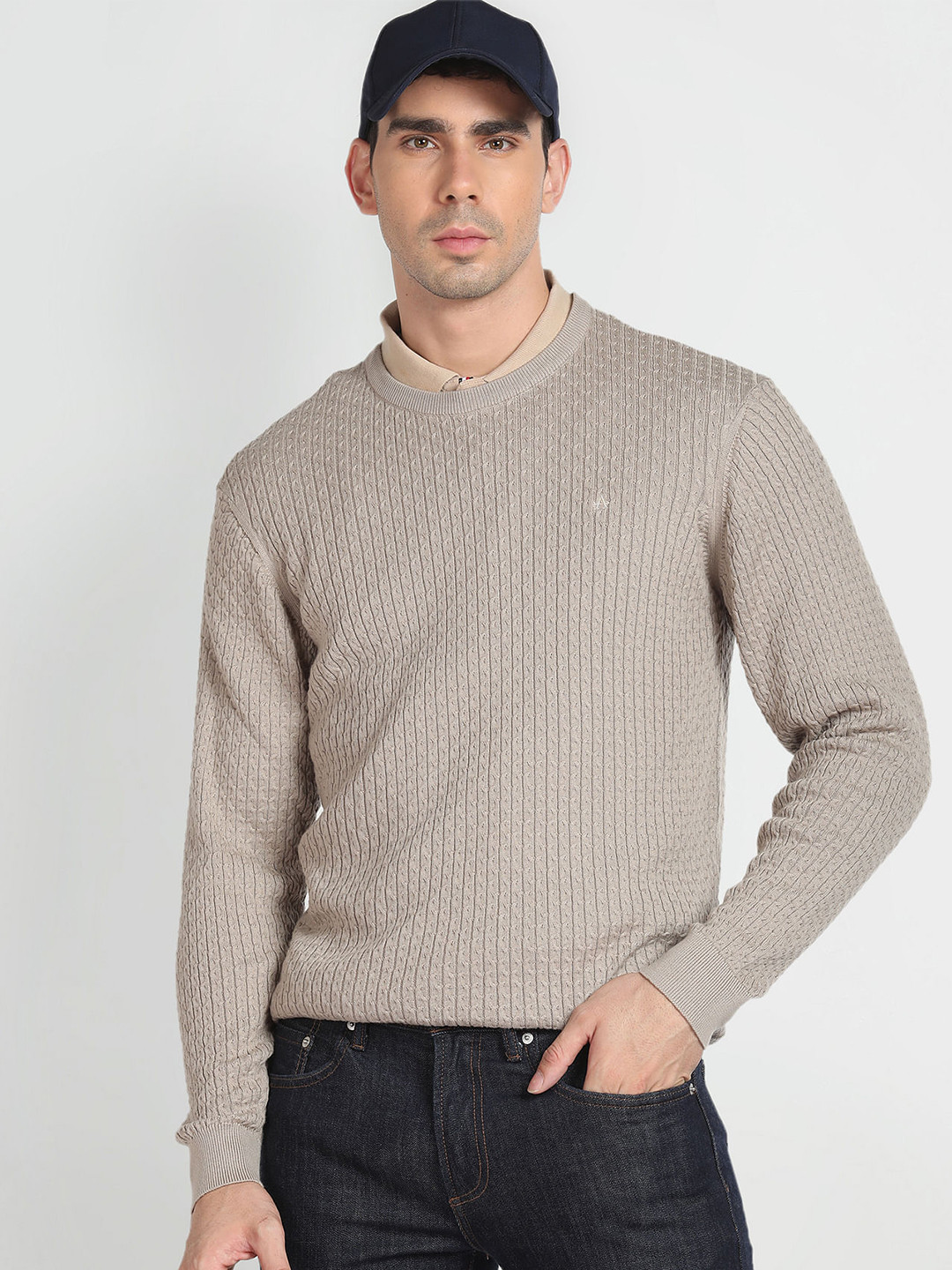 Arrow Self Designed Cotton Acrylic Sweater