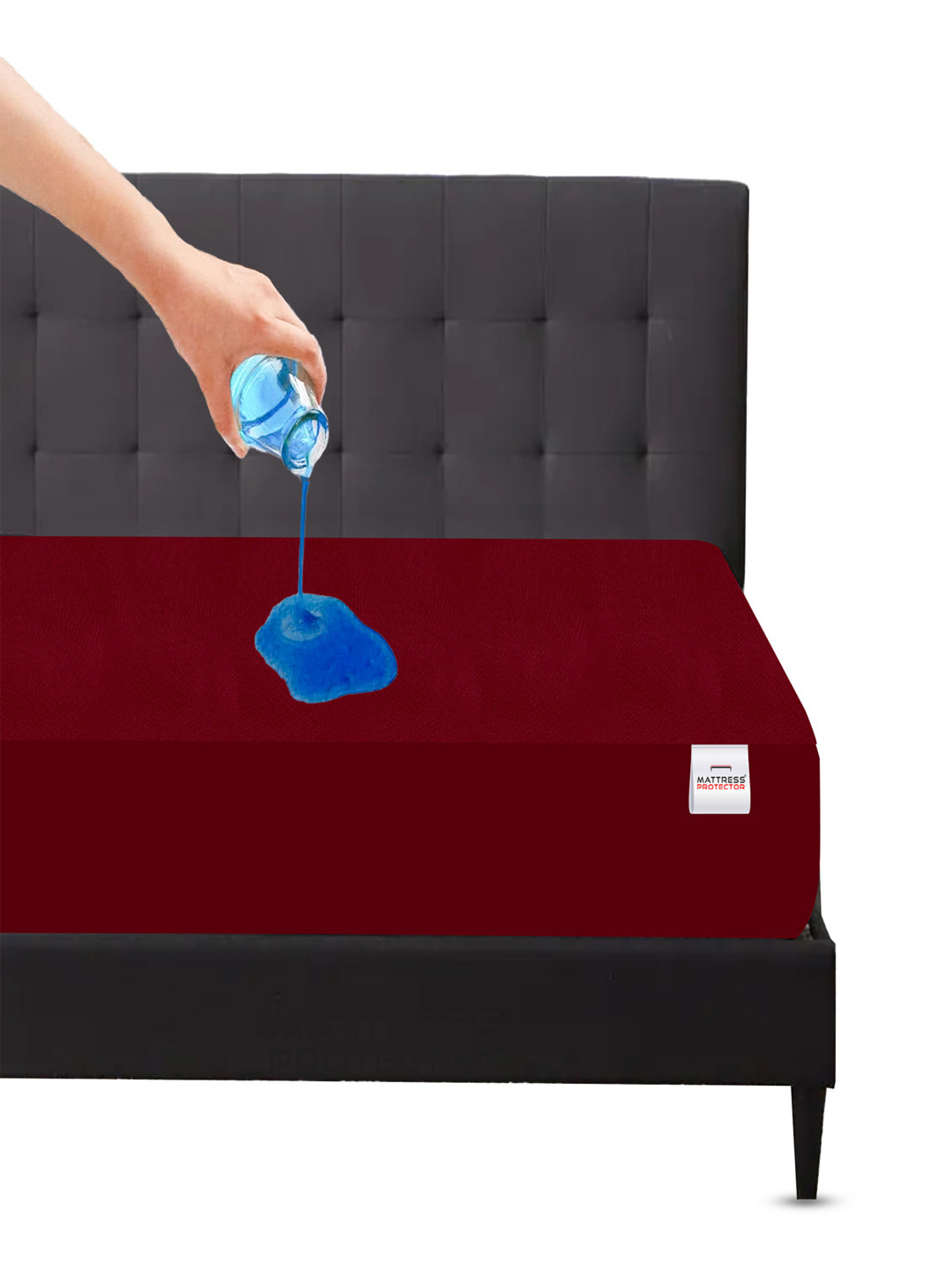 GADDA CO Maroon Single Bed Soft & Waterproof Mattress Protector