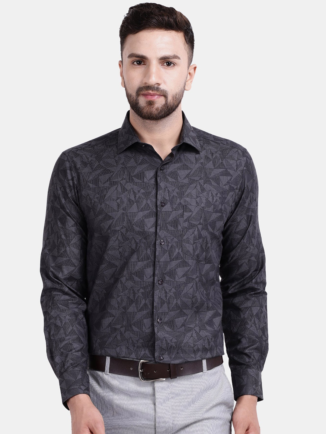 Cotstyle Premium Geometric Printed Cotton Formal Shirt