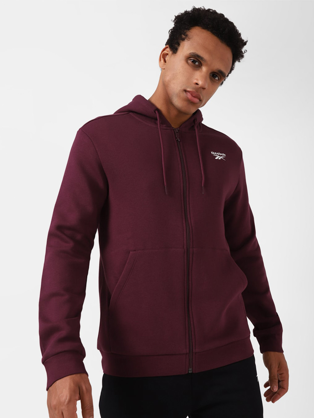 Reebok Ri Left Chest Logo Fz Hooded Front-Open Sweatshirt