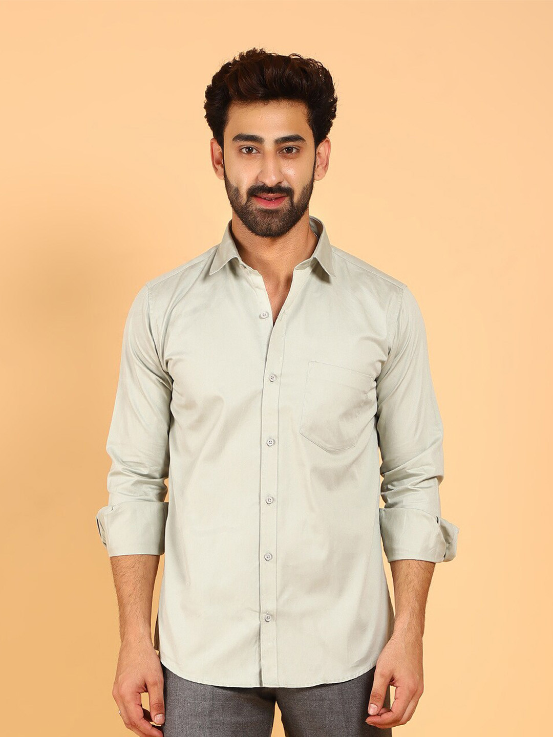 BLUEBIRD Classic Long Sleeves Satin Casual Shirt