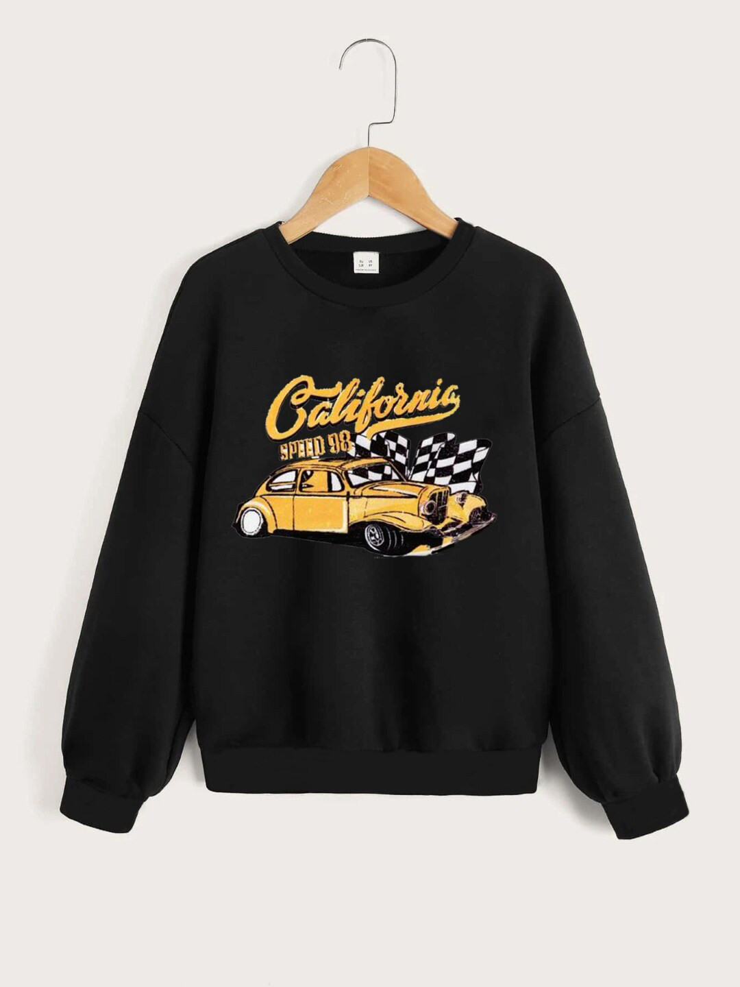StyleCast Girls Black Car Printed Long Sleeves Pullover Sweatshirt