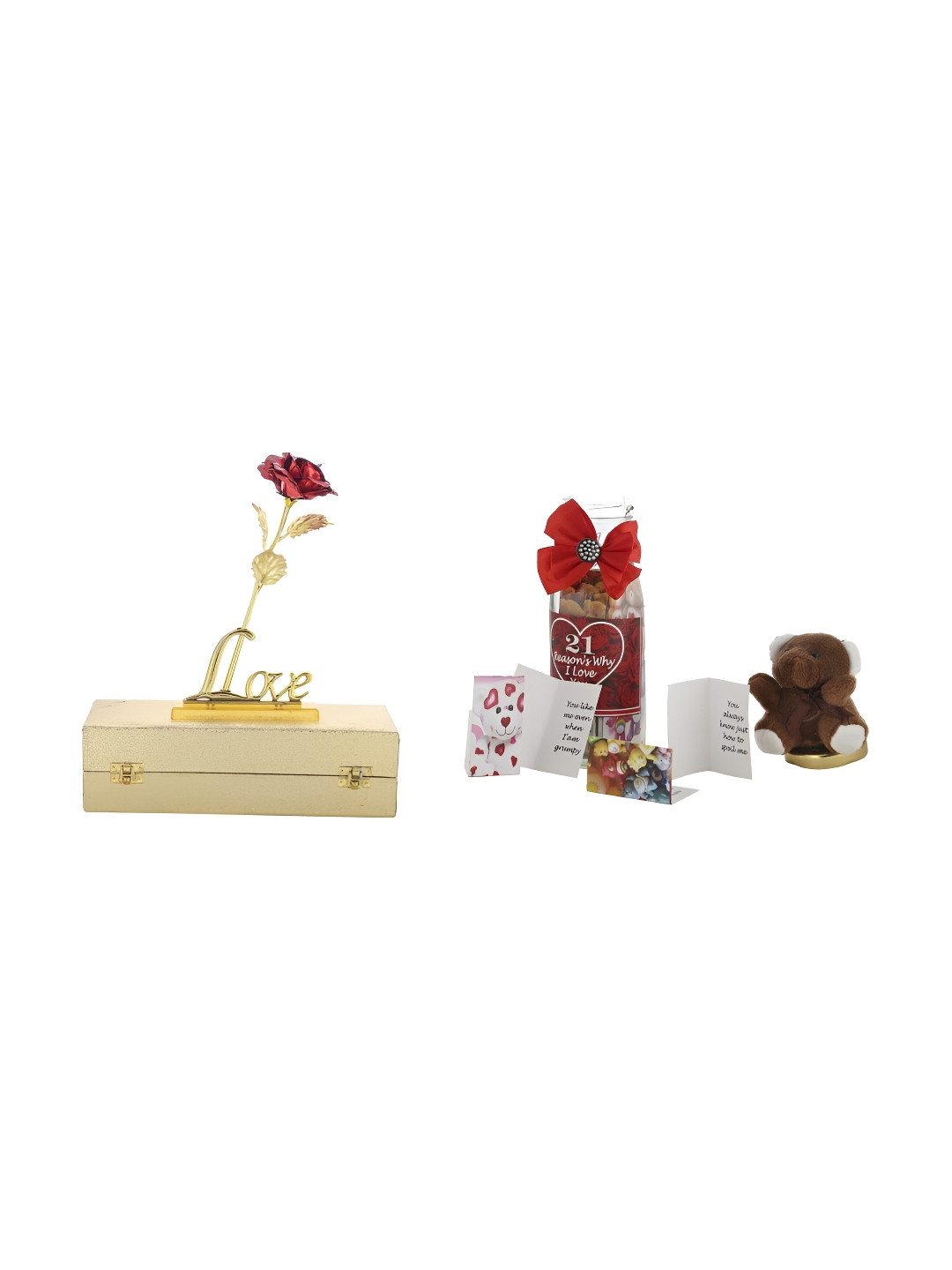 INTERNATIONAL GIFT Beige Rose & Greeting Cards Inside Message Bottle