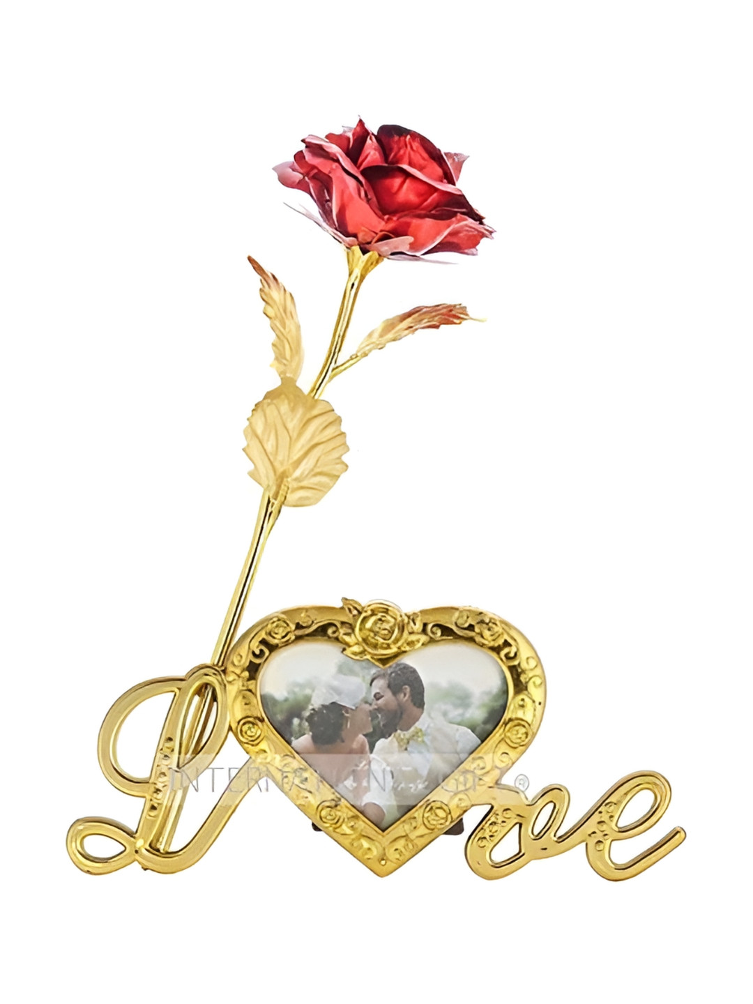 INTERNATIONAL GIFT Yellow & Red Rose Flower With Leaf Gift Set