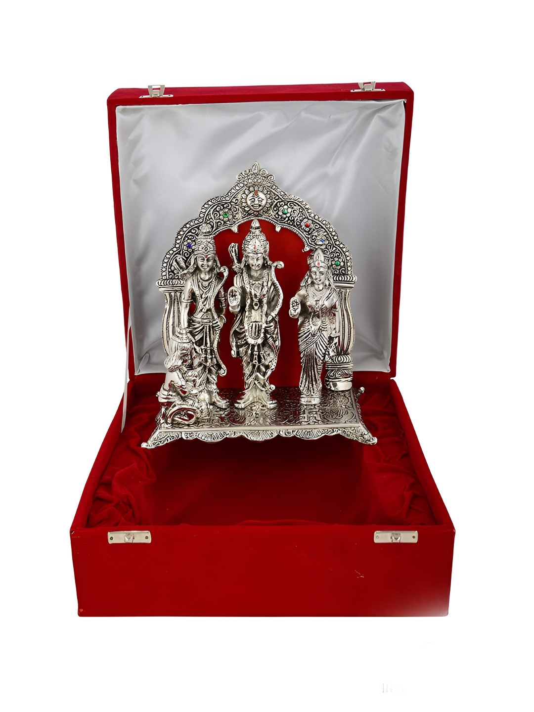 INTERNATIONAL GIFT Silver Toned Brass Ram Darbar God Idol Statue
