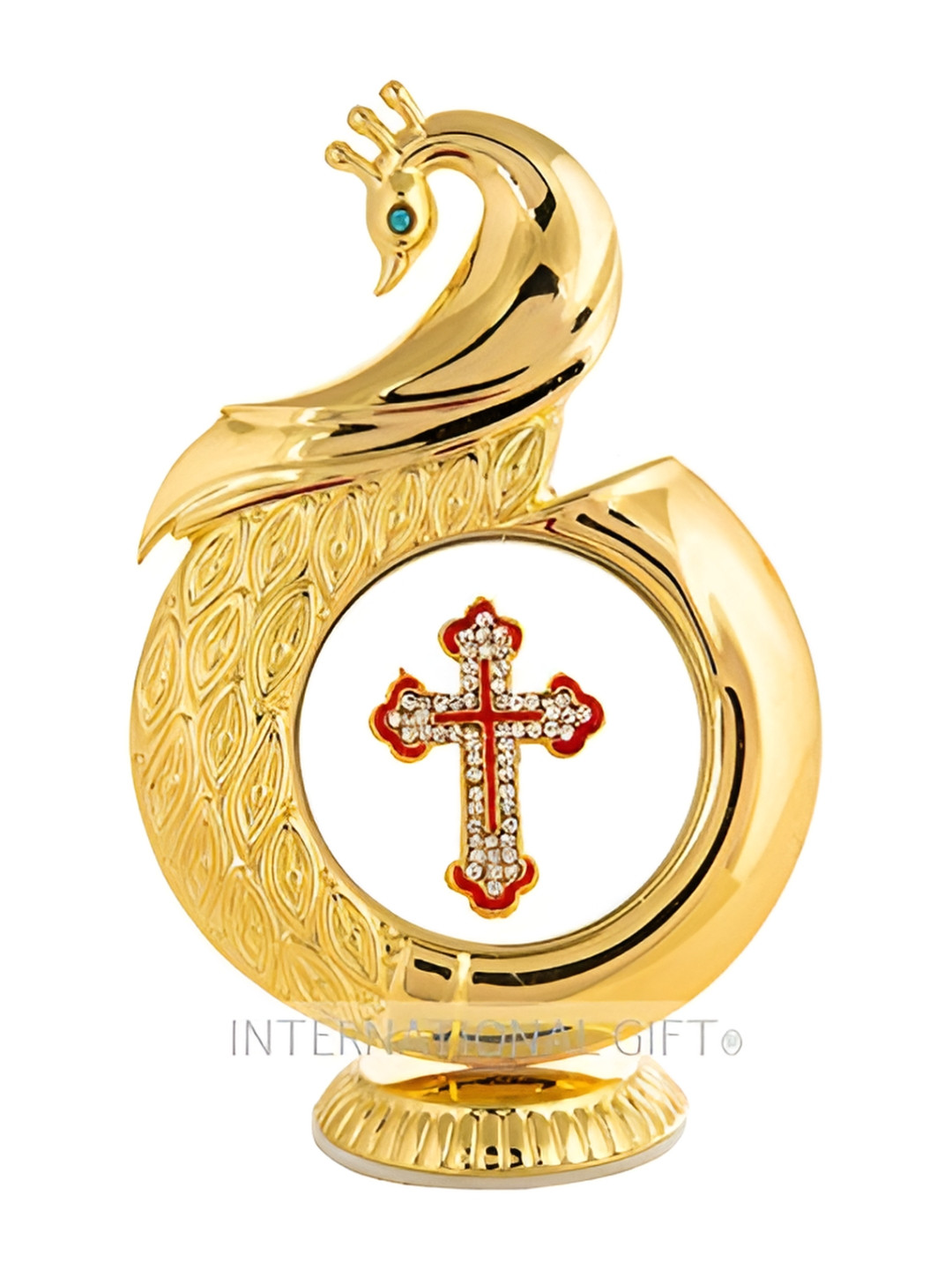 INTERNATIONAL GIFT Jesus Christ Gold Brass Metallic Prayer Room Small Showpiece - 4.7 Inches