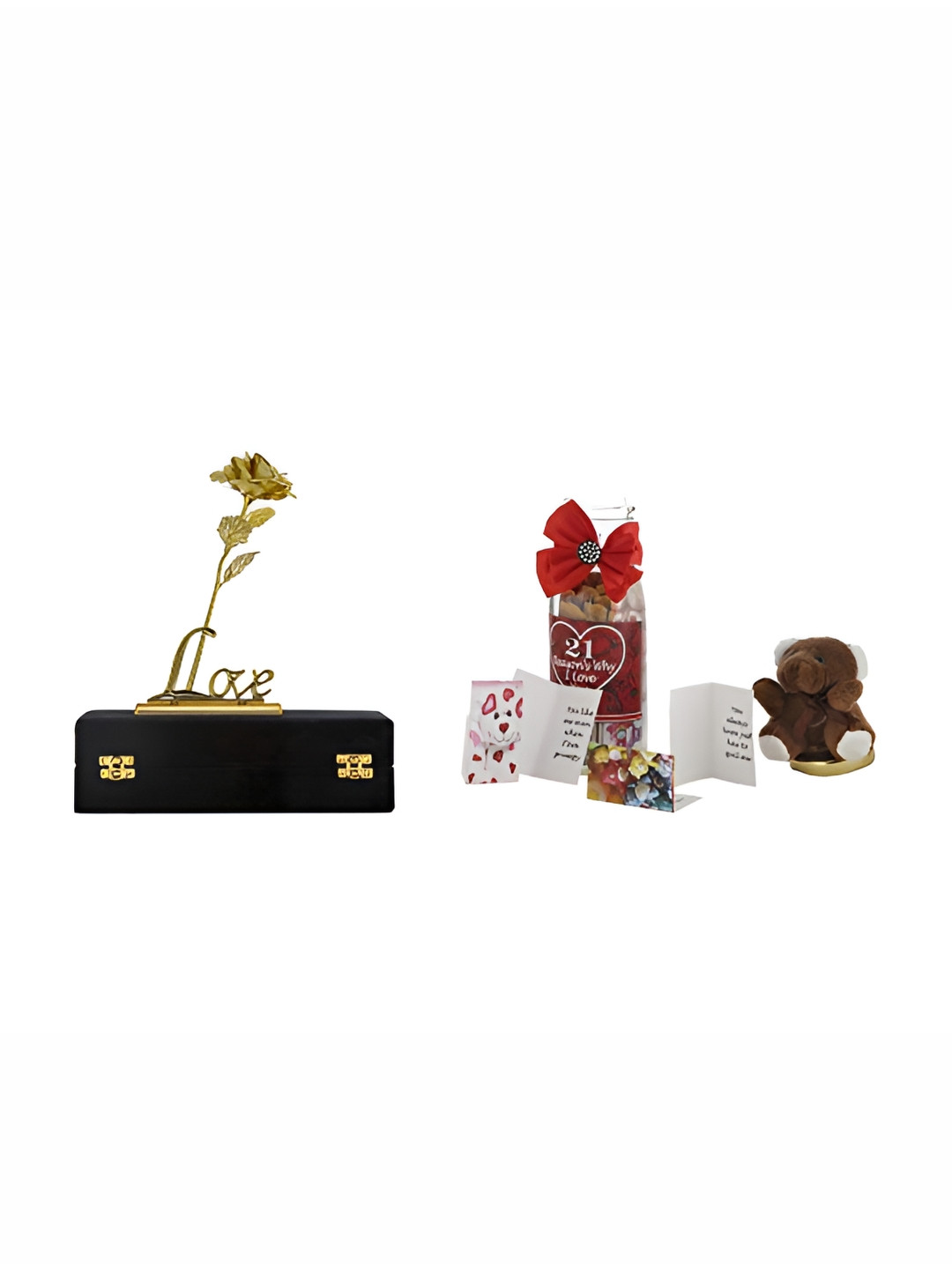 INTERNATIONAL GIFT Gold toned & Red Greeting Card Inside Message Bottle Home Gift Sets